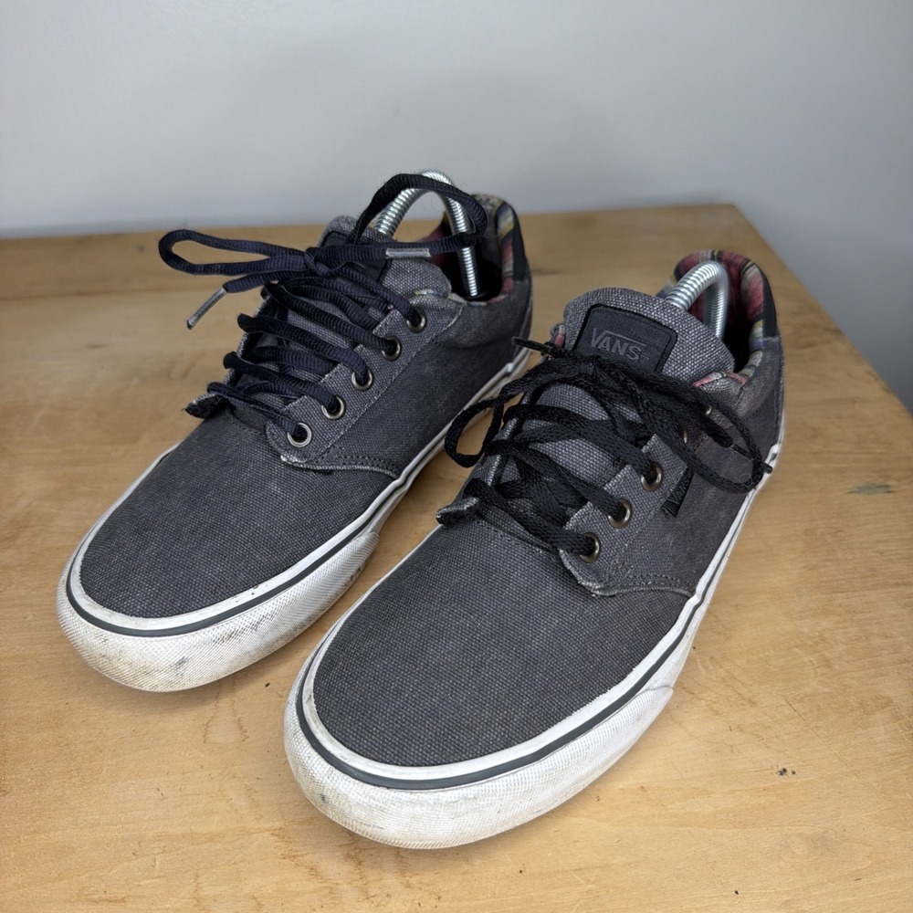 Vans Deluxe Comfort Mens Size 8.5 Gray Denim Skate Sneaker Shoes Lace Up Low Top